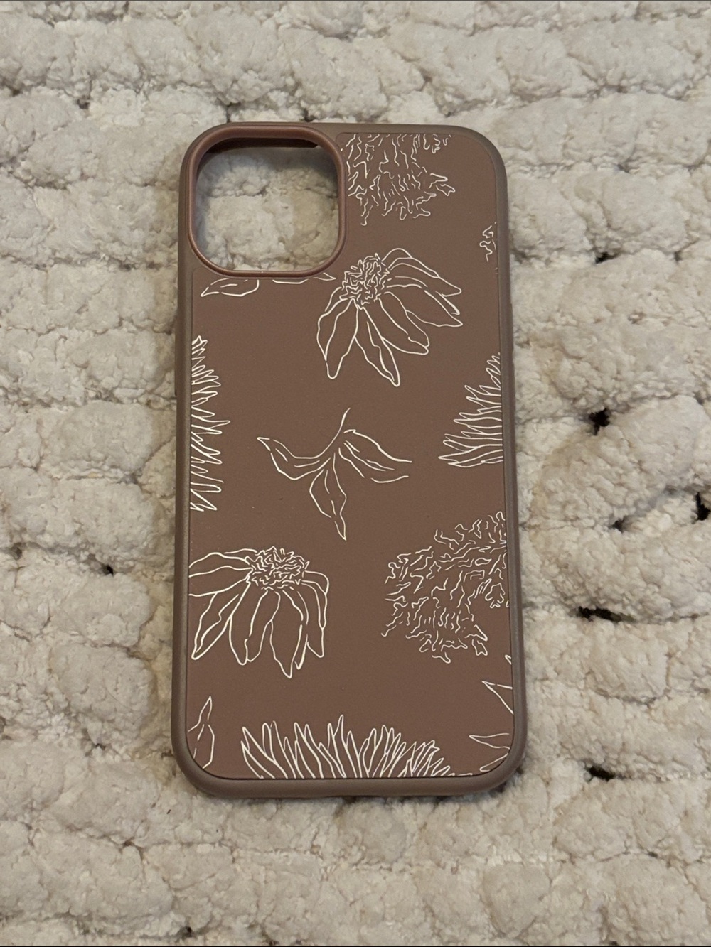 Slim Floral Line Phone Case in Mauve Pink